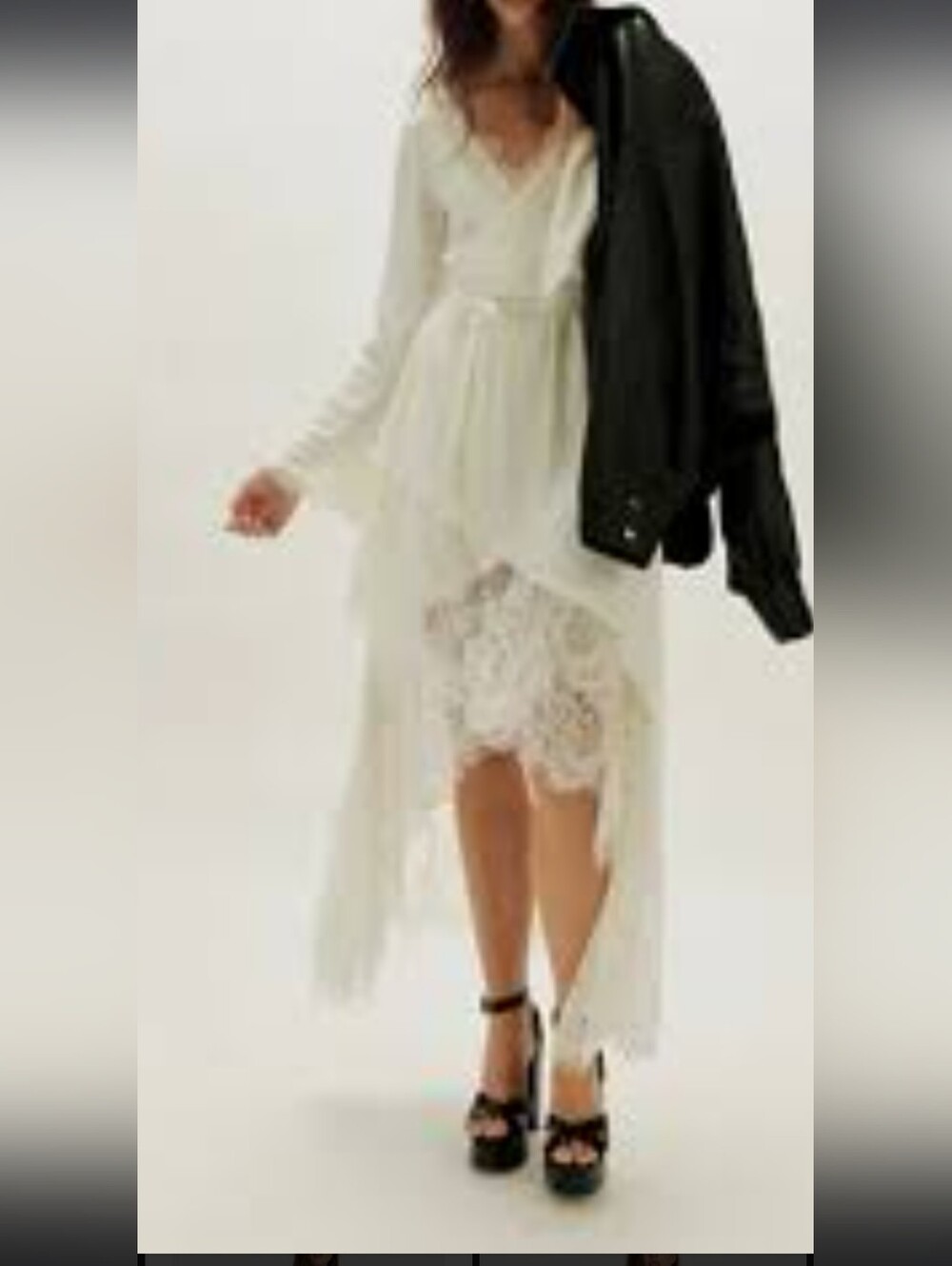 Nigel Preston Free People Ivory Lace High-Low Dress